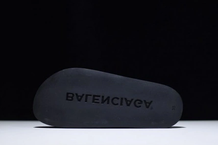 Balenciaga Logo leather slip-on sandals all black logo TopPick 2113