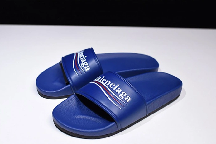 Affordable Balenciaga Logo leather slip-on sandals blue 500578 WAM00 4045 2112