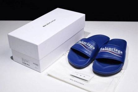Affordable Balenciaga Logo leather slip-on sandals blue 500578 WAM00 4045 2112