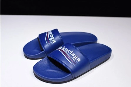 Affordable Balenciaga Logo leather slip-on sandals blue 500578 WAM00 4045 2112