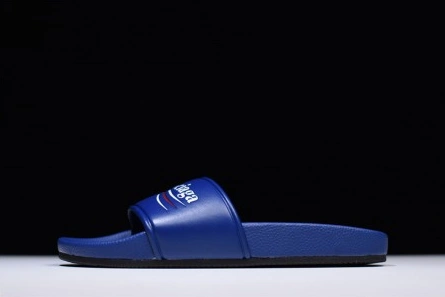 Affordable Balenciaga Logo leather slip-on sandals blue 500578 WAM00 4045 2112