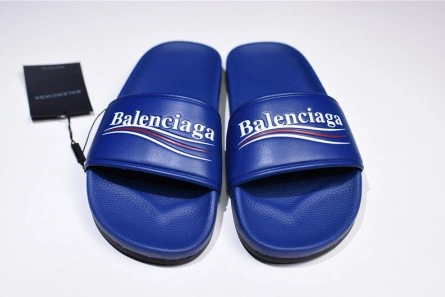Affordable Balenciaga Logo leather slip-on sandals blue 500578 WAM00 4045 2112