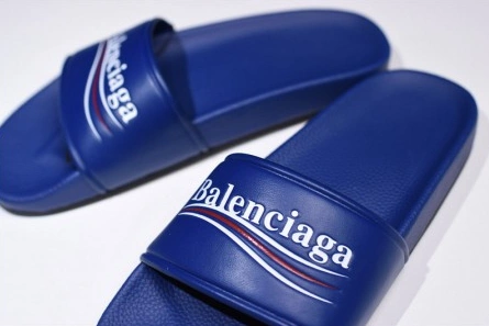 Affordable Balenciaga Logo leather slip-on sandals blue 500578 WAM00 4045 2112