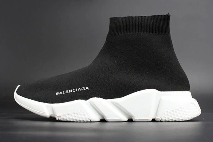 Fashionable Balenciaga Stretch Mesh High Top Sneaker Black White 2080