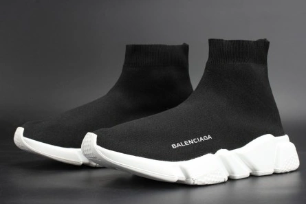Fashionable Balenciaga Stretch Mesh High Top Sneaker Black White 2080
