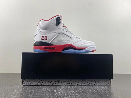 9417 Jordan 5 Retro Fire Red Black Tongue  136027- Vibrant 555