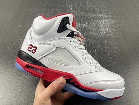 9417 Jordan 5 Retro Fire Red Black Tongue  136027- Vibrant 555
