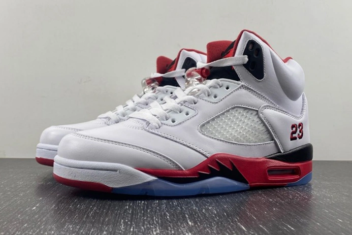 9417 Jordan 5 Retro Fire Red Black Tongue  136027- Vibrant 555