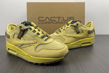 Flexible 1442 Nike Air Max 1 Travis Scott Cactus Jack Saturn Gold DO9392- 1303