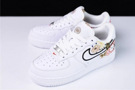 471 Nike Air Force 1 07 LNY QS Lunar New Year White  Flowers WOMENS  AJ8298- WellDesigned 1253