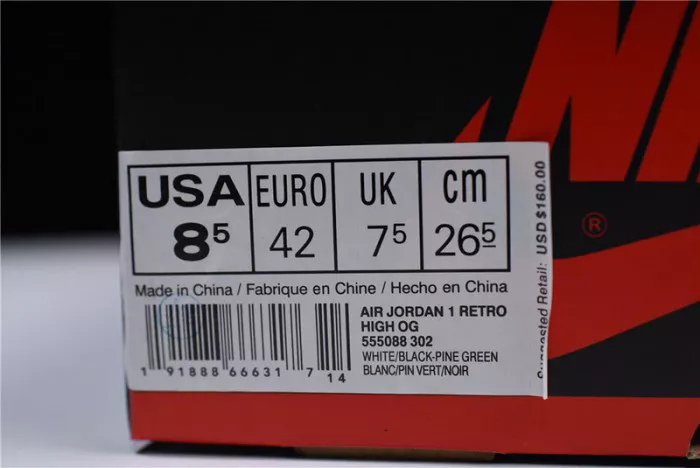 1167 Air Jordan 1 High OG NRG Pine Green Sail-Black 555088- Trendy 292