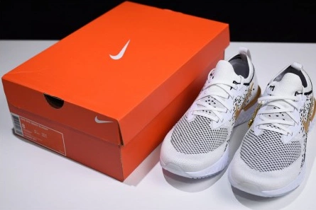 7142 Men's Nike Epic React Flyknit White Black-Gold AQ0067- Sophisticated 1567