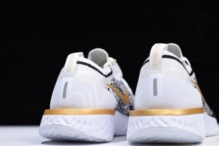 7142 Men's Nike Epic React Flyknit White Black-Gold AQ0067- Sophisticated 1567