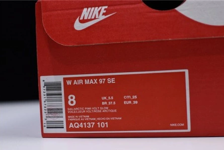 5002 Nike Air Max 97 SE "Corduroy" Sail Volt Glow Arctic Pink womens AQ4137- Lightweight 1402