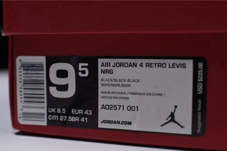 Comfortable Levi's x Air Jordan 4 'black' AO2571-001 535