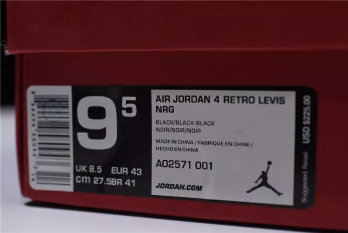 Comfortable Levi's x Air Jordan 4 'black' AO2571-001 535