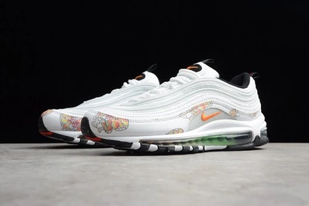 Durable 6058 Nike womens Air Max 97 white-orange flower 921733- 1408