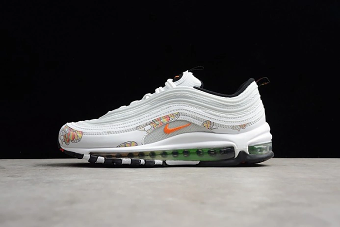 Durable 6058 Nike womens Air Max 97 white-orange flower 921733- 1408