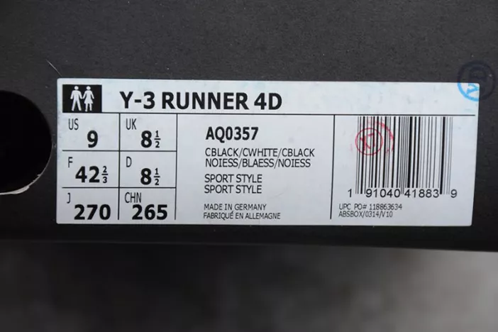 7098 adidas Y-3 Runner 4D Black White - AQ Comfortable 1800