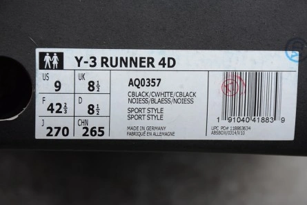 7098 adidas Y-3 Runner 4D Black White - AQ Comfortable 1800