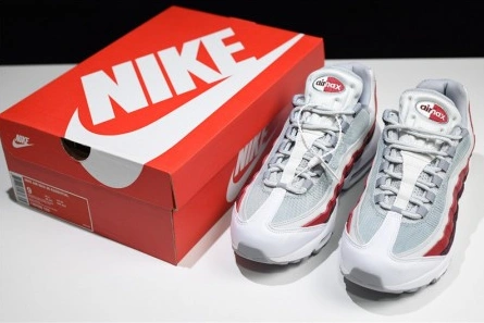 NIKE Air Max 95 Essential Mens White-Grey-Red Running Shoes  749766-103 Bold 1356