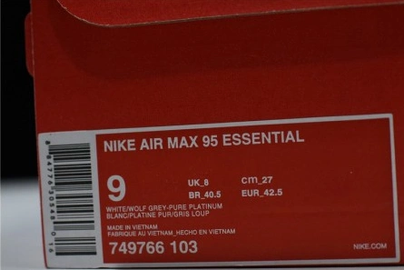 NIKE Air Max 95 Essential Mens White-Grey-Red Running Shoes  749766-103 Bold 1356