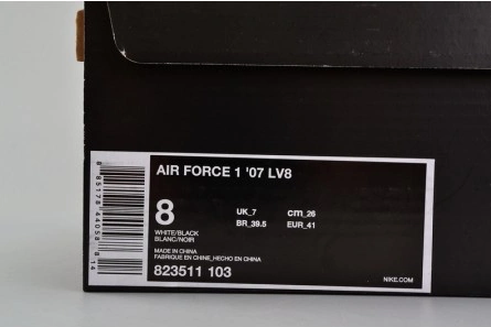Nike  Air Force 1 '07 LV8 NBA Sz 18 White   Black Athletic Shoes 823511-103 Unique 1203