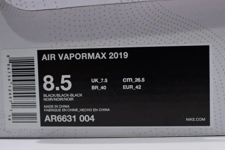 Nike Air VaporMax 2019 "Triple Black" AR6631-004 Versatile 1502