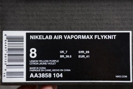 Nike Air VaporMax Flyknit 2018 Lemon Yellow Purple  mens AA3858-104 WellDesigned 1490