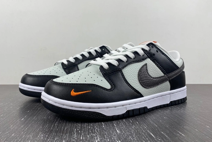 Affordable Nike Dunk Low Grey Black Orange Mini Swoosh  FN7808-001 1010