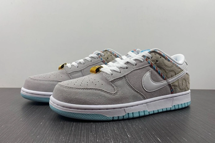Versatile Nike Dunk Low SE Barber Shop Grey DH7614-500 1068