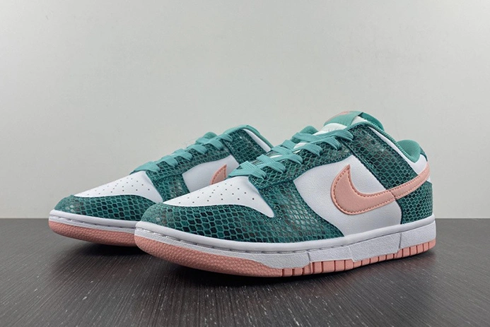 Nike Dunk Low Snakeskin Washed Teal Bleached Coral  DR8577-300 Flexible 1052