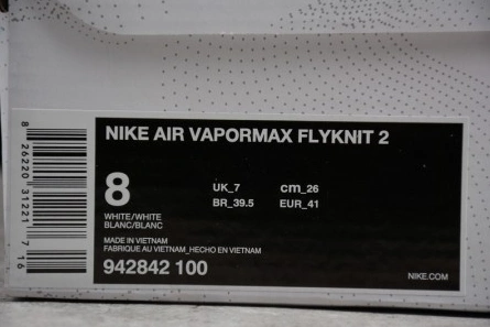 Nike Mens Air VaporMax Flyknit 2.0 Triple White 942842-100 Minimalist 1471