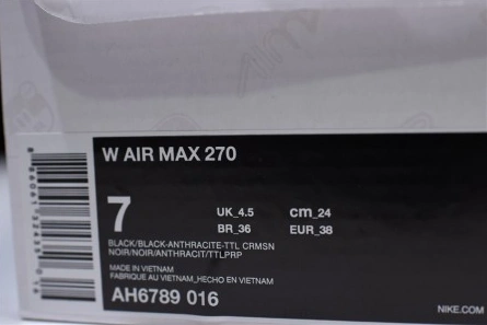 Nike womens  Air Max 270 black purple AH6789 016 Durable 1445
