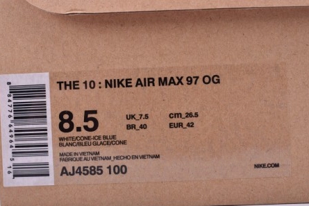 Off White X Air Max 97 The Ten White Cone Ice Blue AJ4585-100 Compact 1368
