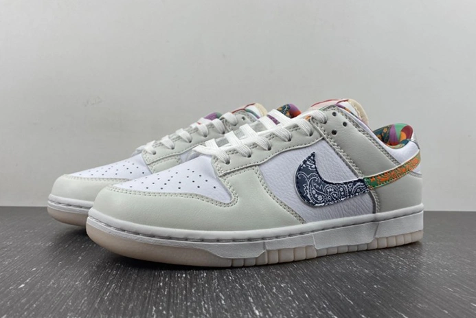 Durable 4200 Nike Dunk Low White Multi-Color Paisley  FN8913- 968
