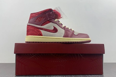 Comfortable 683 Jordan 1 Mid SE Tiki Leaf Team Red (Women's)  DZ2820- 102