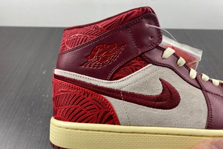 Comfortable 683 Jordan 1 Mid SE Tiki Leaf Team Red (Women's)  DZ2820- 102