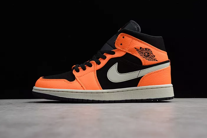 1505 Air Jordan 1 Mid Black Orange 554724- Breathable 275