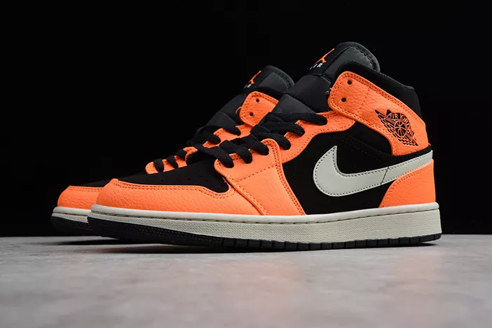 1505 Air Jordan 1 Mid Black Orange 554724- Breathable 275