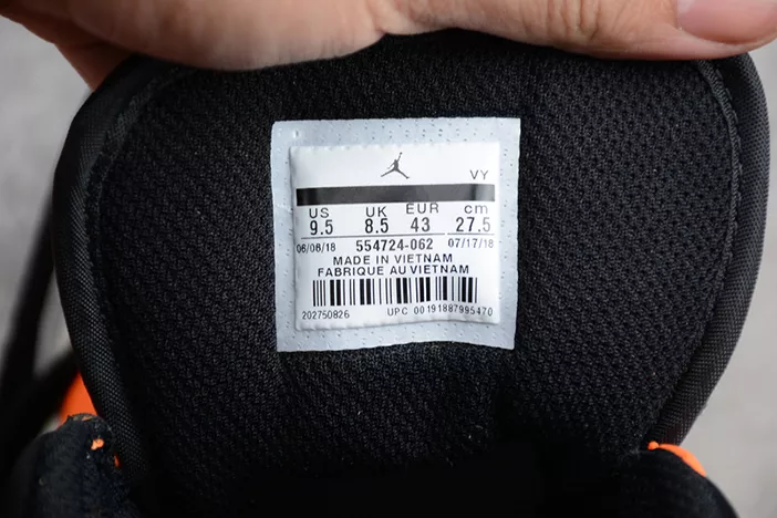 1505 Air Jordan 1 Mid Black Orange 554724- Breathable 275