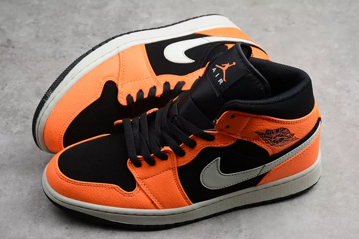 1505 Air Jordan 1 Mid Black Orange 554724- Breathable 275