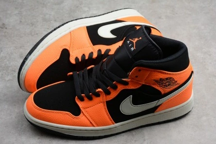 1505 Air Jordan 1 Mid Black Orange 554724- Breathable 275