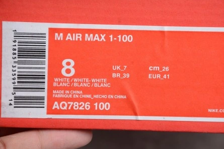 Bold 1709 Nike Air Max 1-100 Triple White AQ7826- 1309