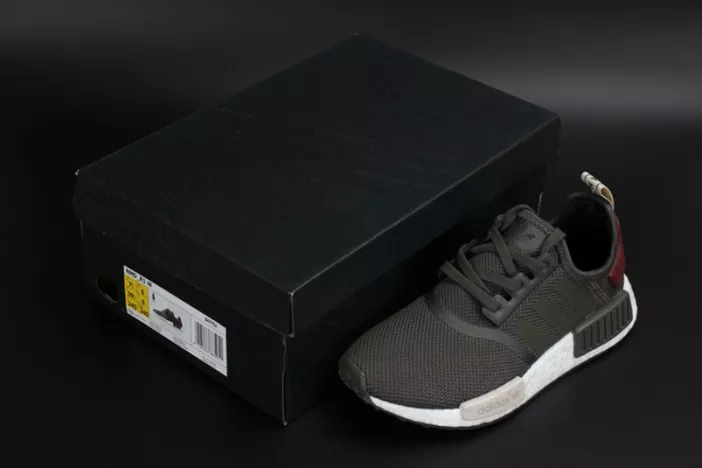 Durable 8103 ADIDAS NMD R1 W UTILITY GREY OLIVE MAROON  WOMENS BA 1826
