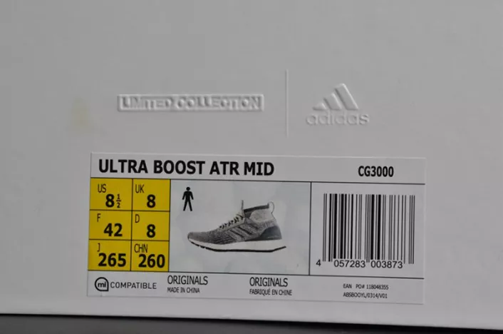 5512 Adidas Ultra Boost ATR Mid Primeknit "Grey"  Mens CG Unique 1902