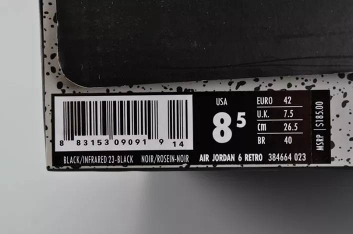 Affordable 5627 Jordan 6 Retro Infrared Black 384664- 649