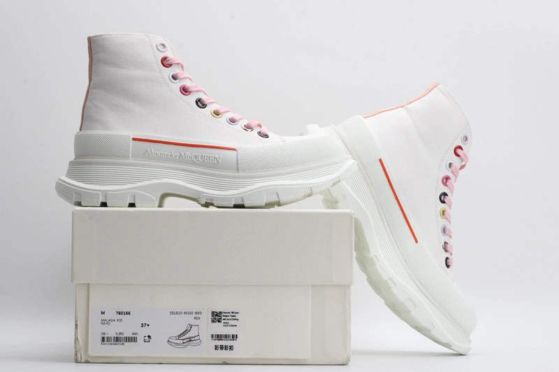 ALEX MCQ TREAD SLICK BOOT  IN  WHITE WITH RED LINE