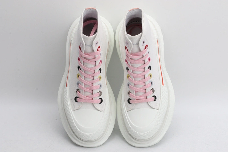 ALEX MCQ TREAD SLICK BOOT  IN  WHITE WITH RED LINE