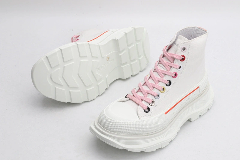 ALEX MCQ TREAD SLICK BOOT  IN  WHITE WITH RED LINE